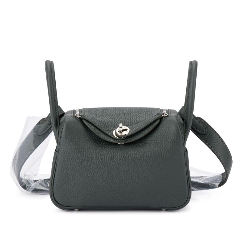 Hermes Vert Mangrove Clemence Mini Lindy II Palladium Hardware, 2025