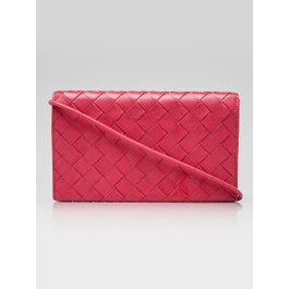 Bottega Veneta Bottega Veneta Pink Intrecciato Woven Nappa Leather Wallet On Chain Bag