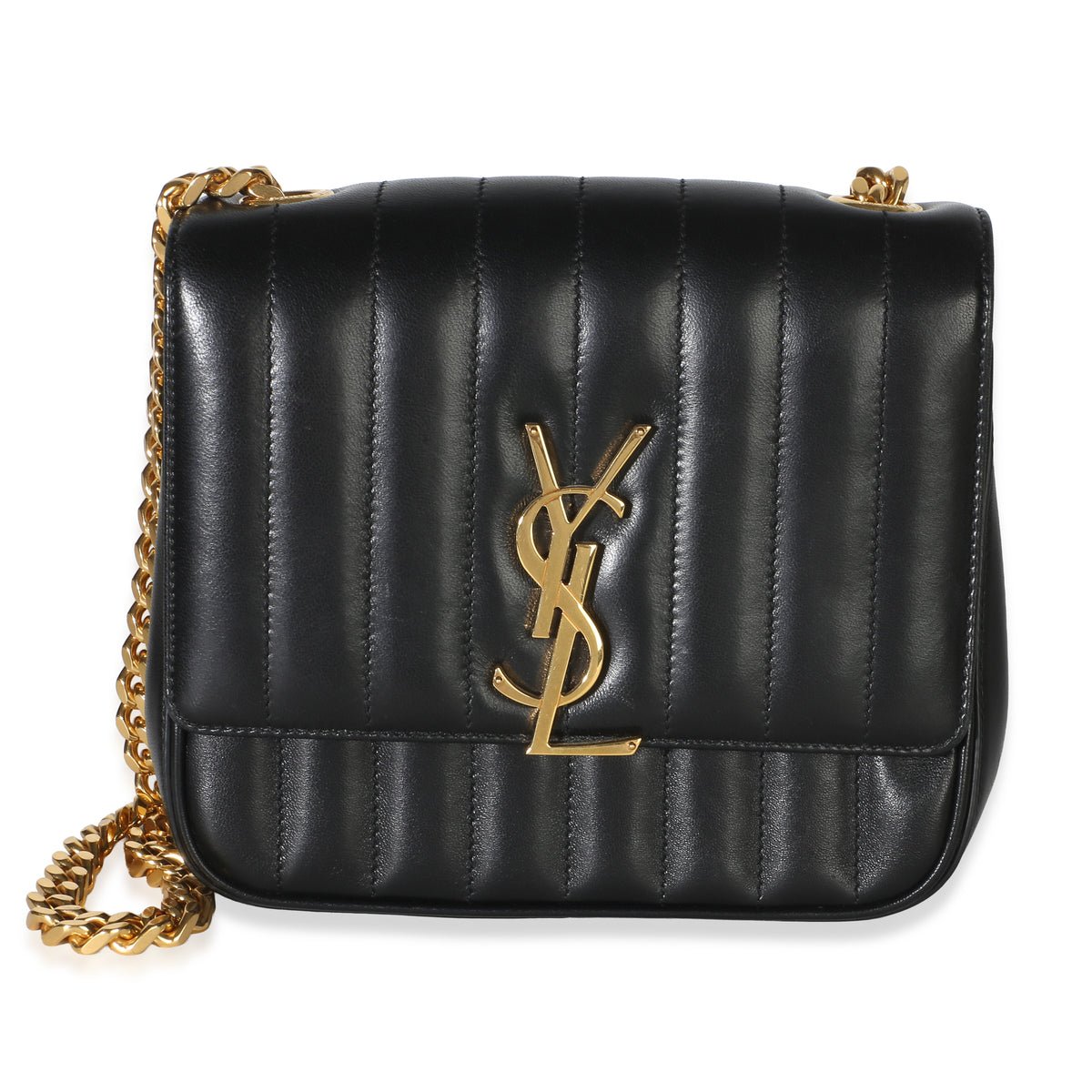 Black Lambskin Matelasse Monogram Medium Vicky Chain Bag