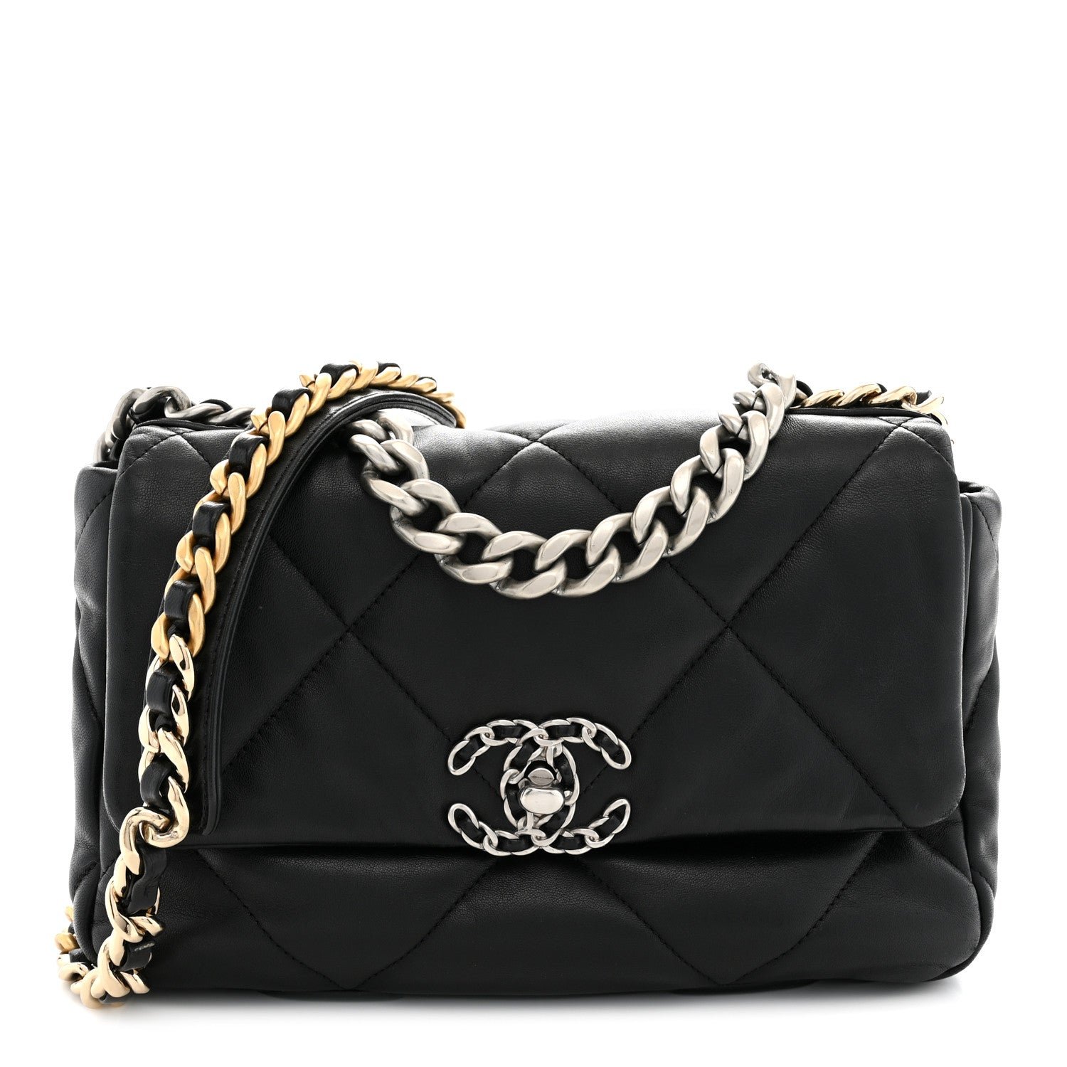 Chanel Lambskin Quilted Medium Chanel 19 Flap Black