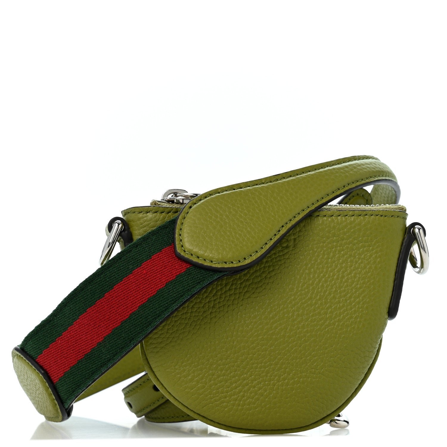 Gucci Pebbled Calfskin Mini B Shoulder Bag Olive Green