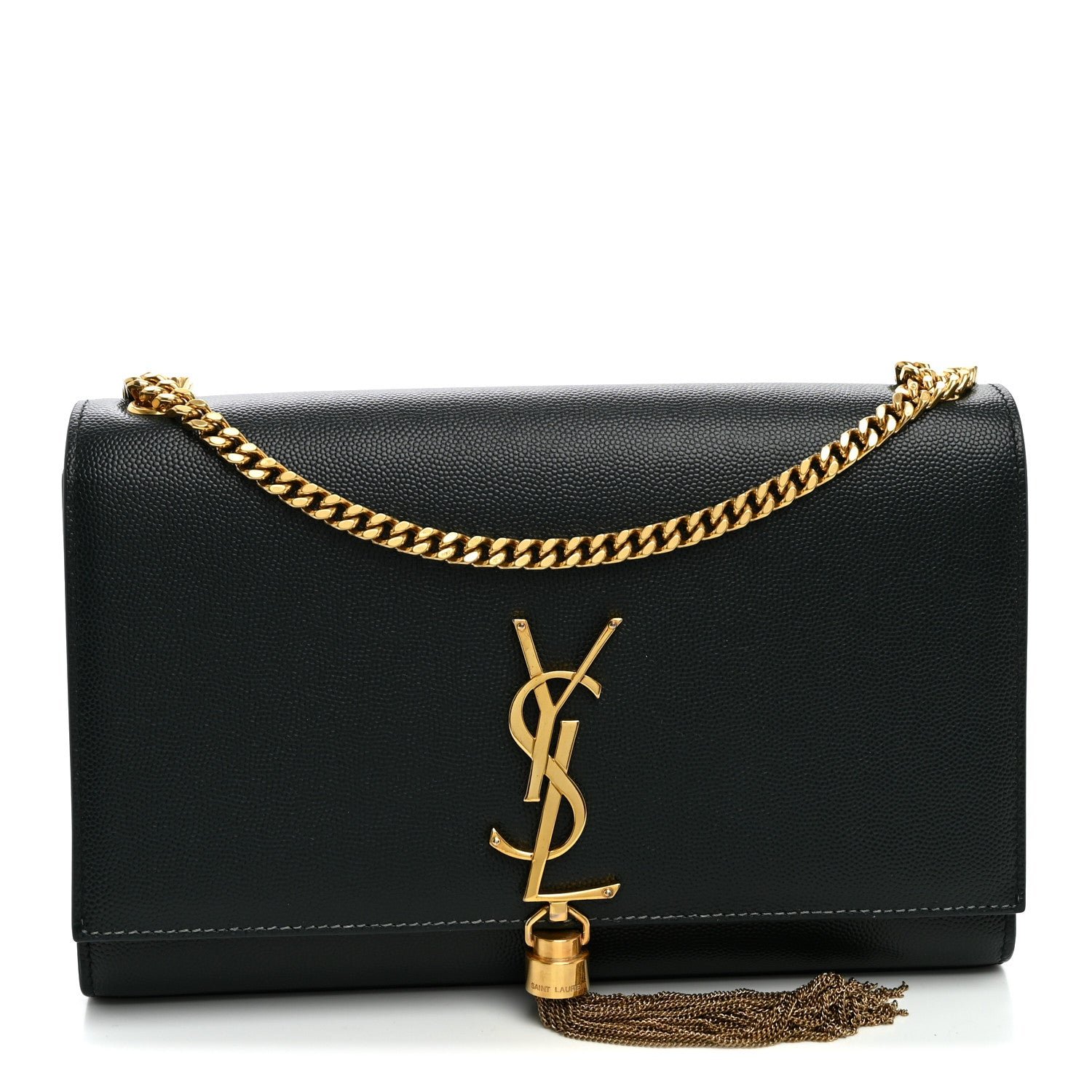 Saint Laurent Grain De Poudre Medium Classic Monogram Kate Tassel Satchel New Vert Fonce