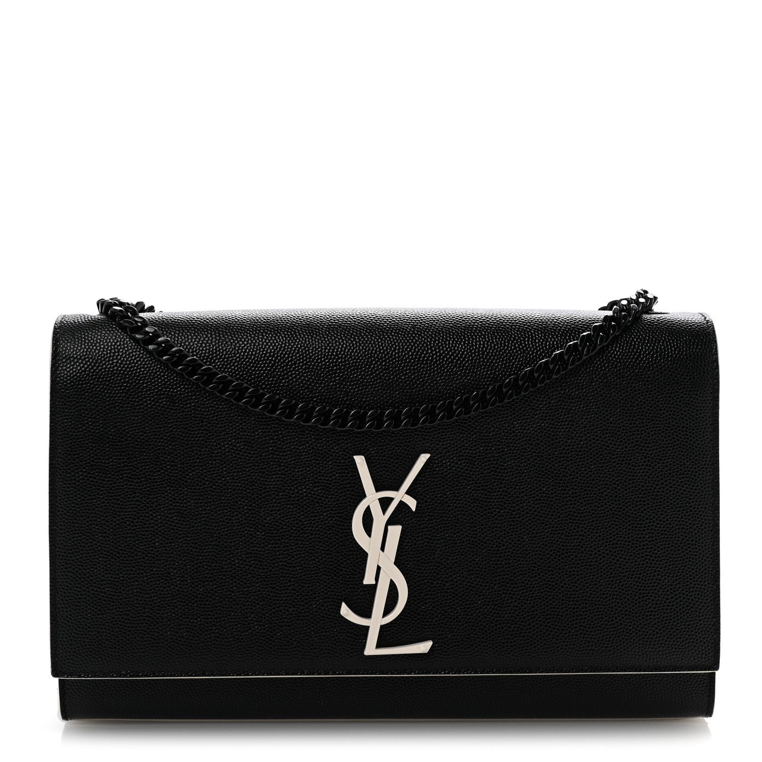 Saint Laurent Grain De Poudre Medium Classic Monogram Kate Satchel Black White