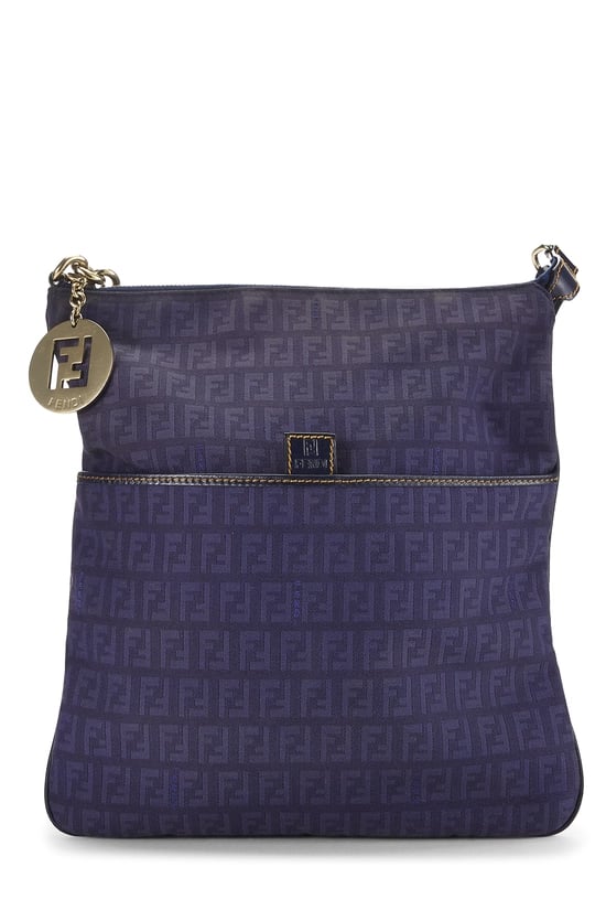 Fendi Blue Zucchino Canvas Messenger Medium