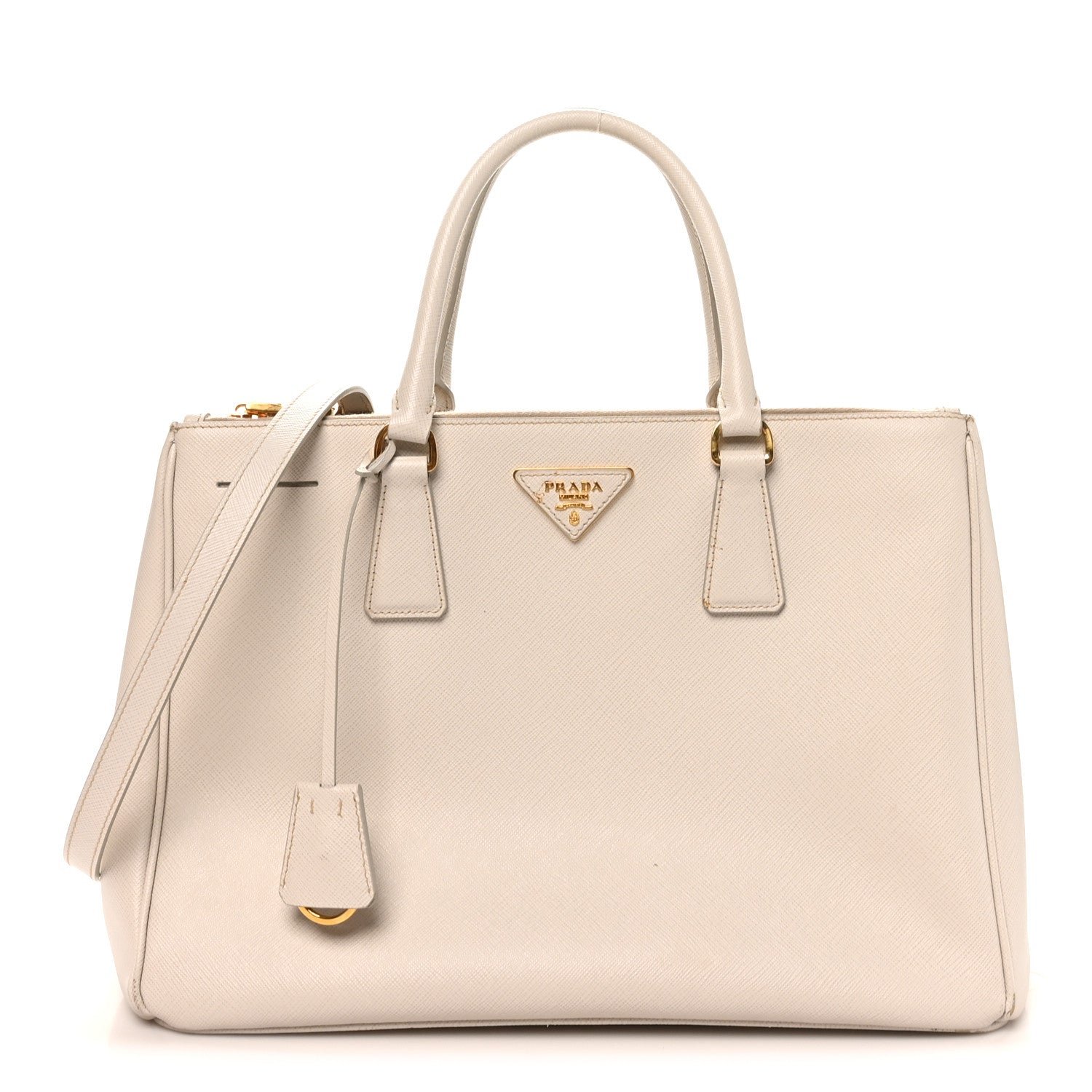 Prada Saffiano Lux Medium Galleria Double Zip Tote Talco