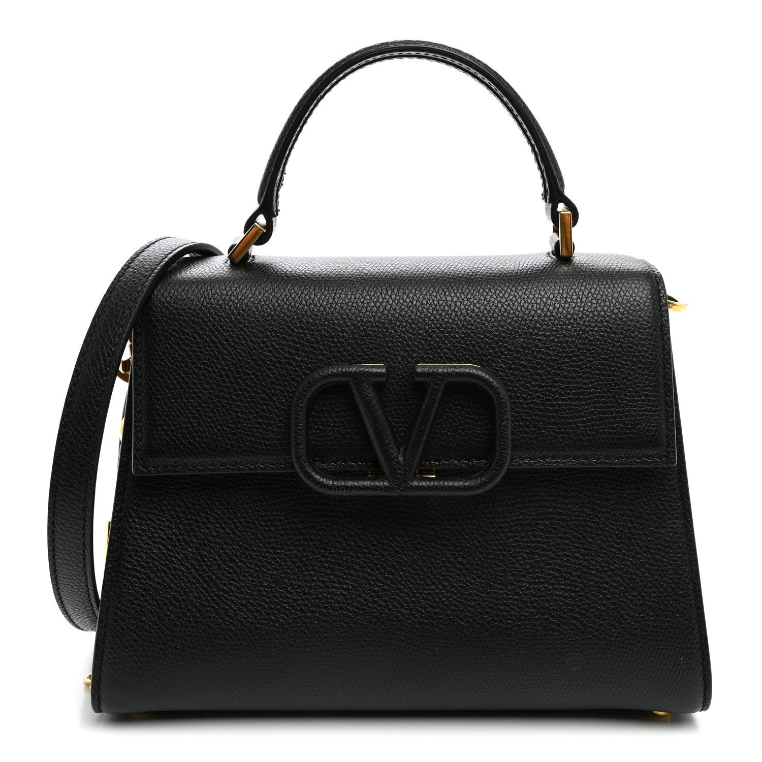 Valentino Garavani Grainy Calfskin Small VSling Top Handle Bag Black