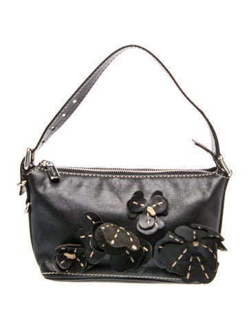Leather Floral Appliqué Pochette Vintage