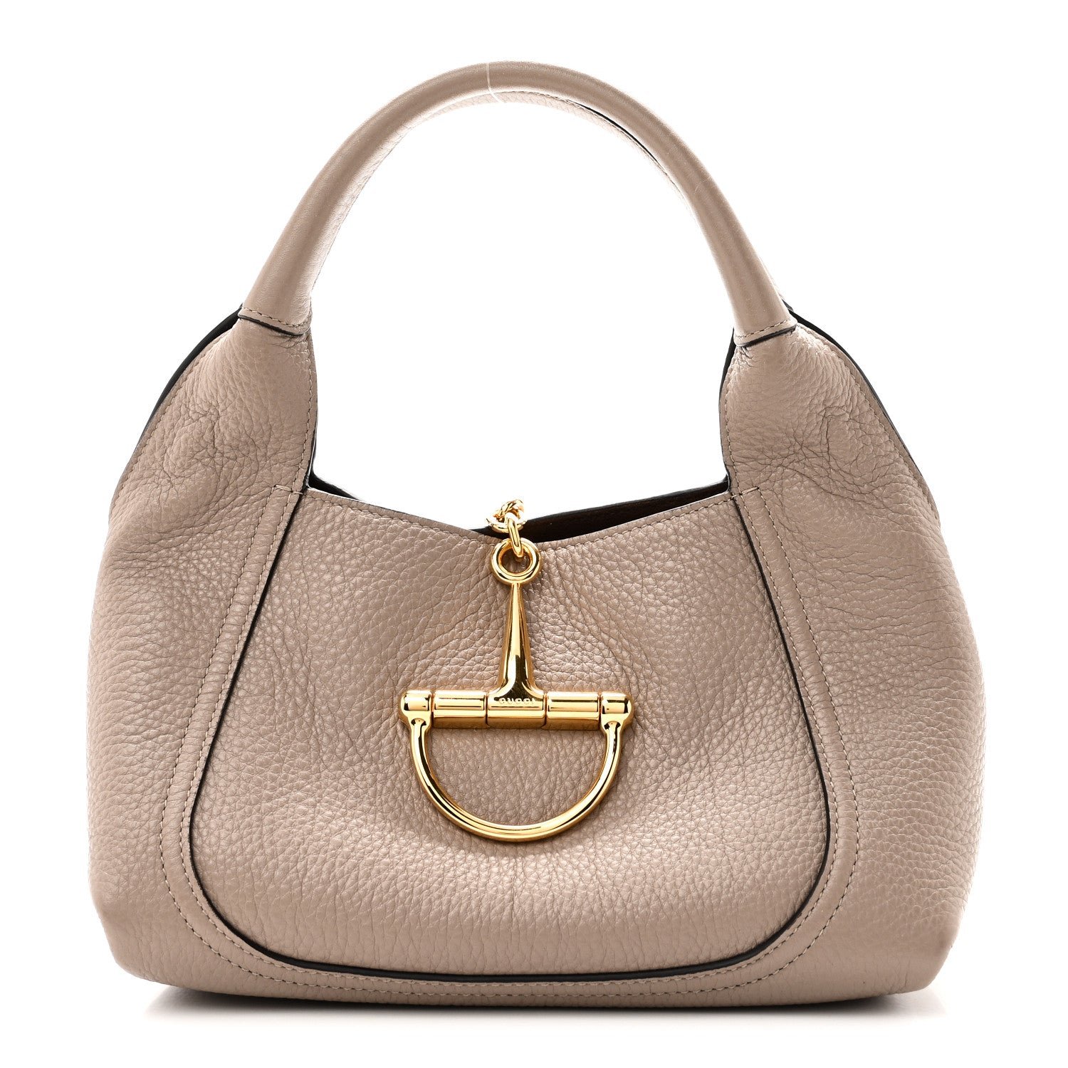 Gucci Grained Calfskin Softbit Medium Shoulder Bag Taupe