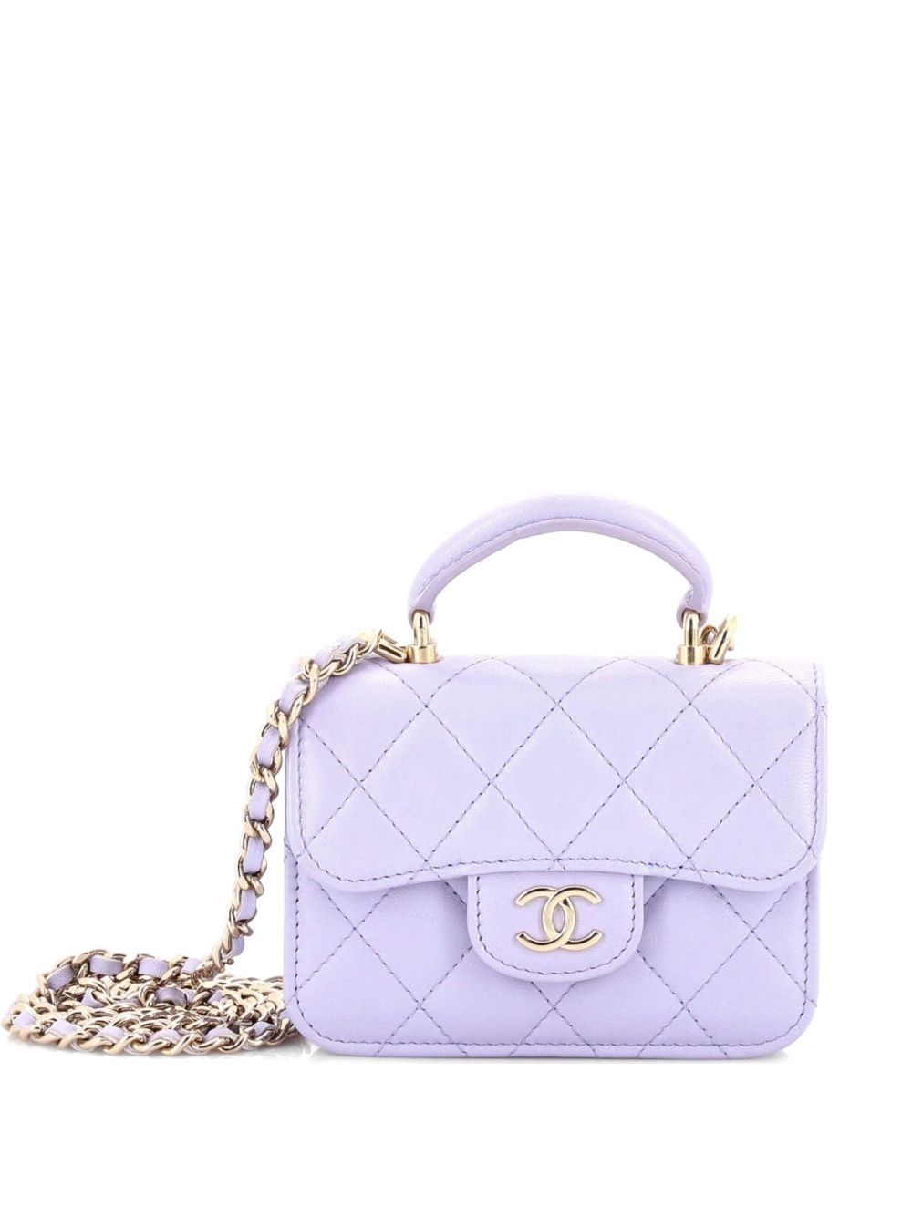 Top Handle Flap Coin Purse with Chain Quilted Lambskin crossbody bag
