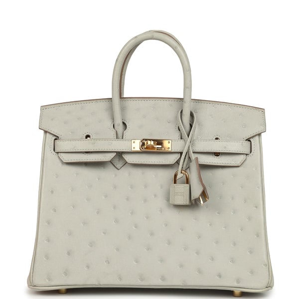 Hermes Hermes Birkin 25 Gris Perle Ostrich Gold Hardware