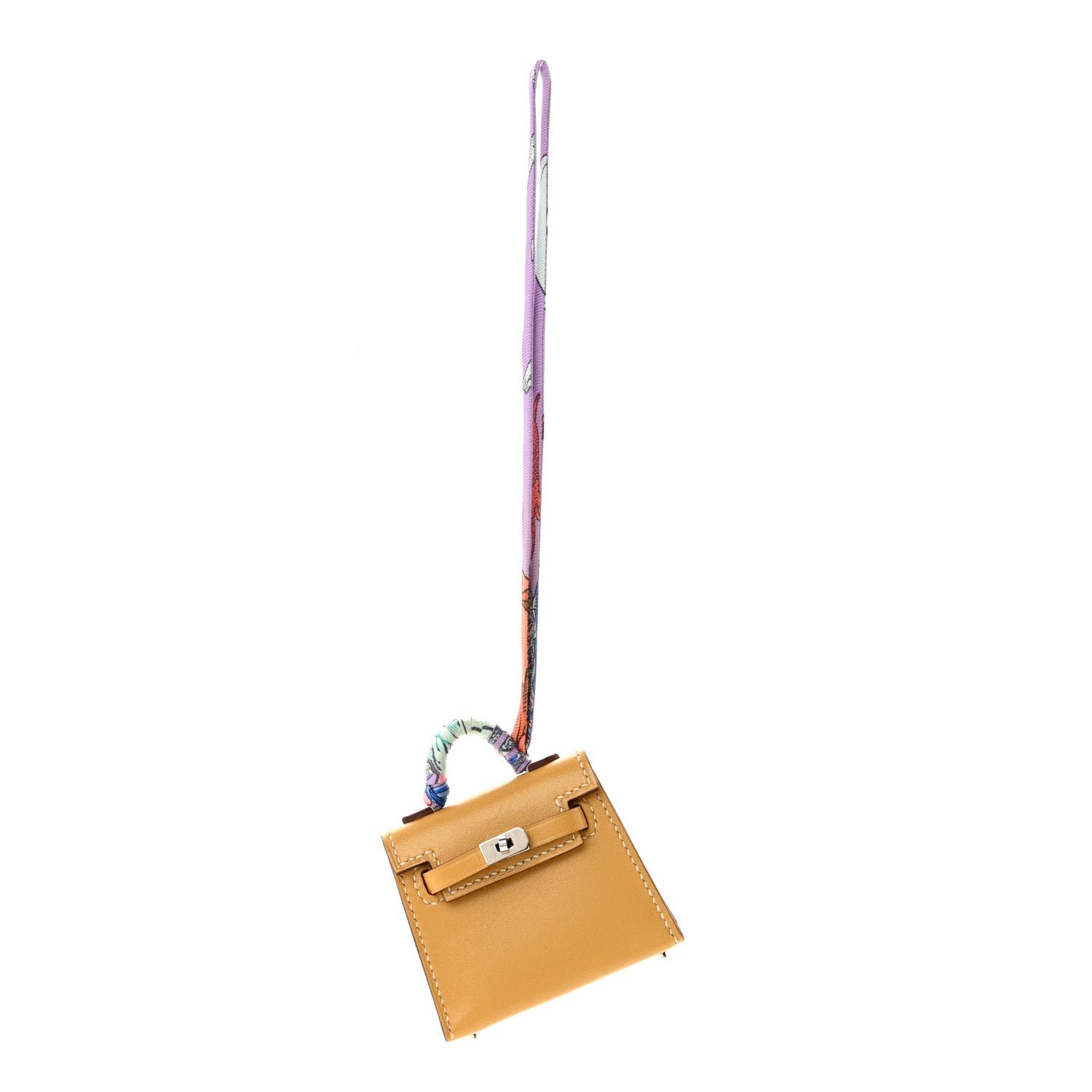Hermes Tadelakt Mini Kelly Twilly Bag Charm Paille
