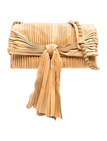 Valentino Leather Pleated Bow Shoulder Bag
