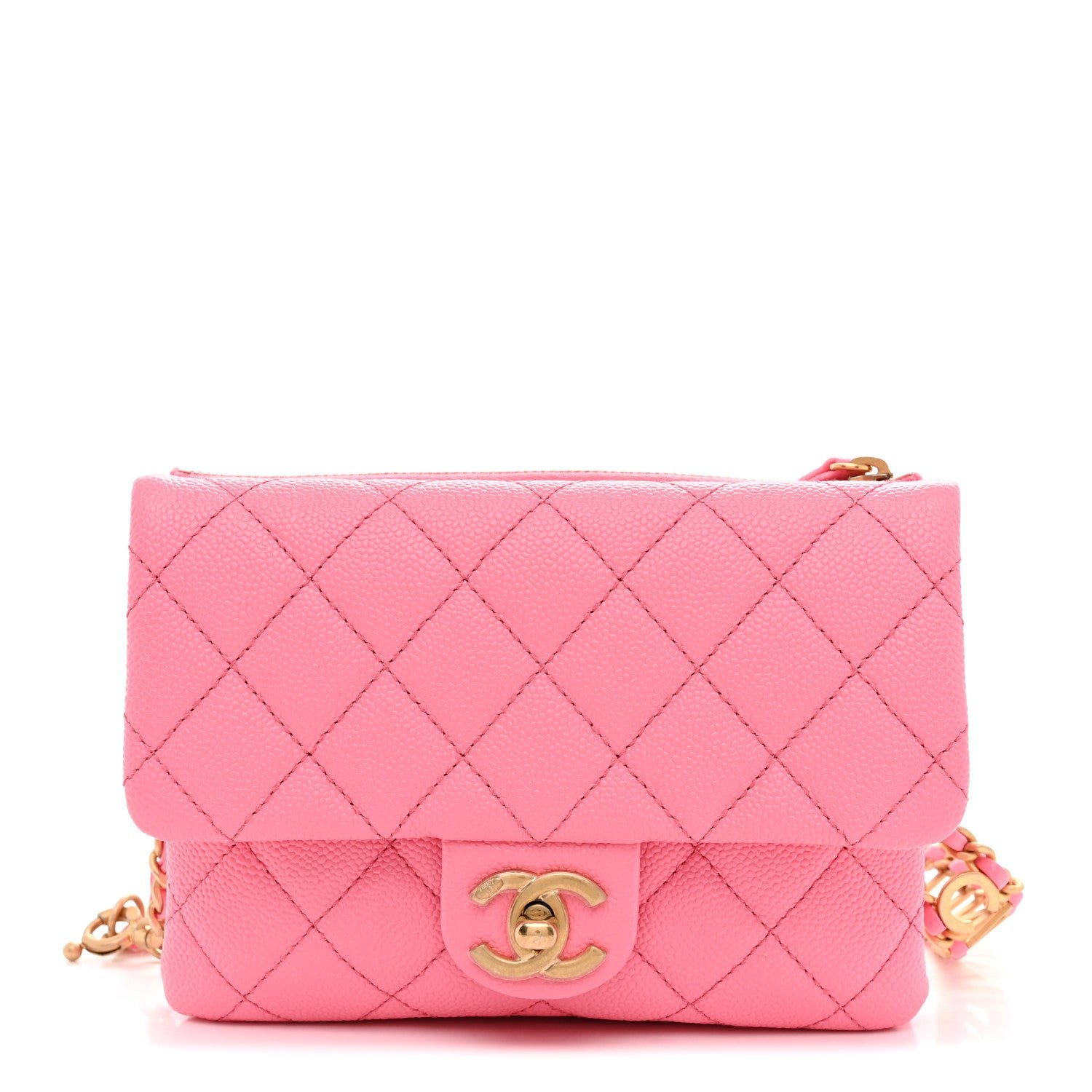 Chanel Shiny Caviar Pick Me Up Flap Belt Bag Pink