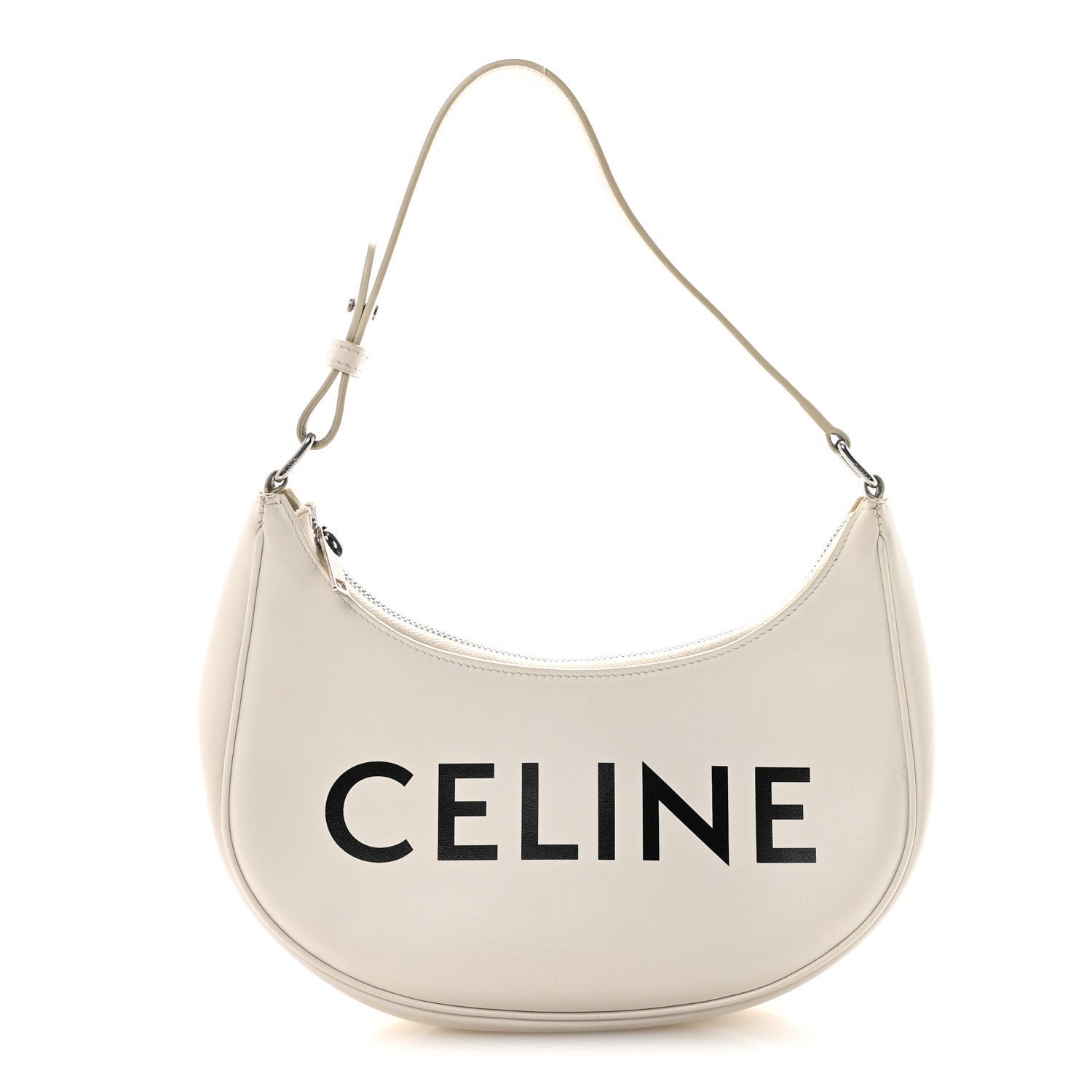 Celine Smooth Calfskin Ava Logo Shoulder Bag White