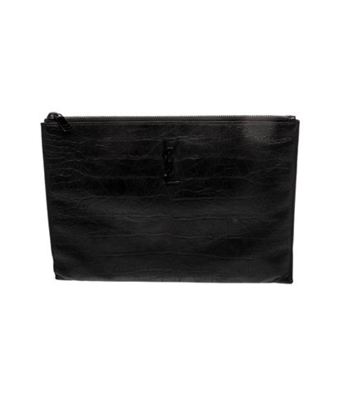 Saint Laurent Laurent Embossed Leather Clutch