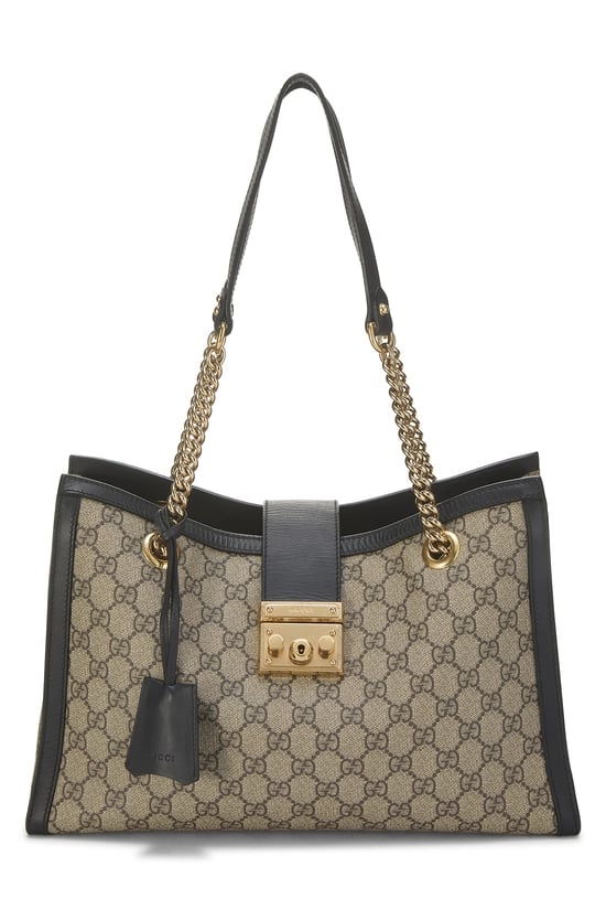 Black GG Supreme Canvas Padlock Shoulder Bag