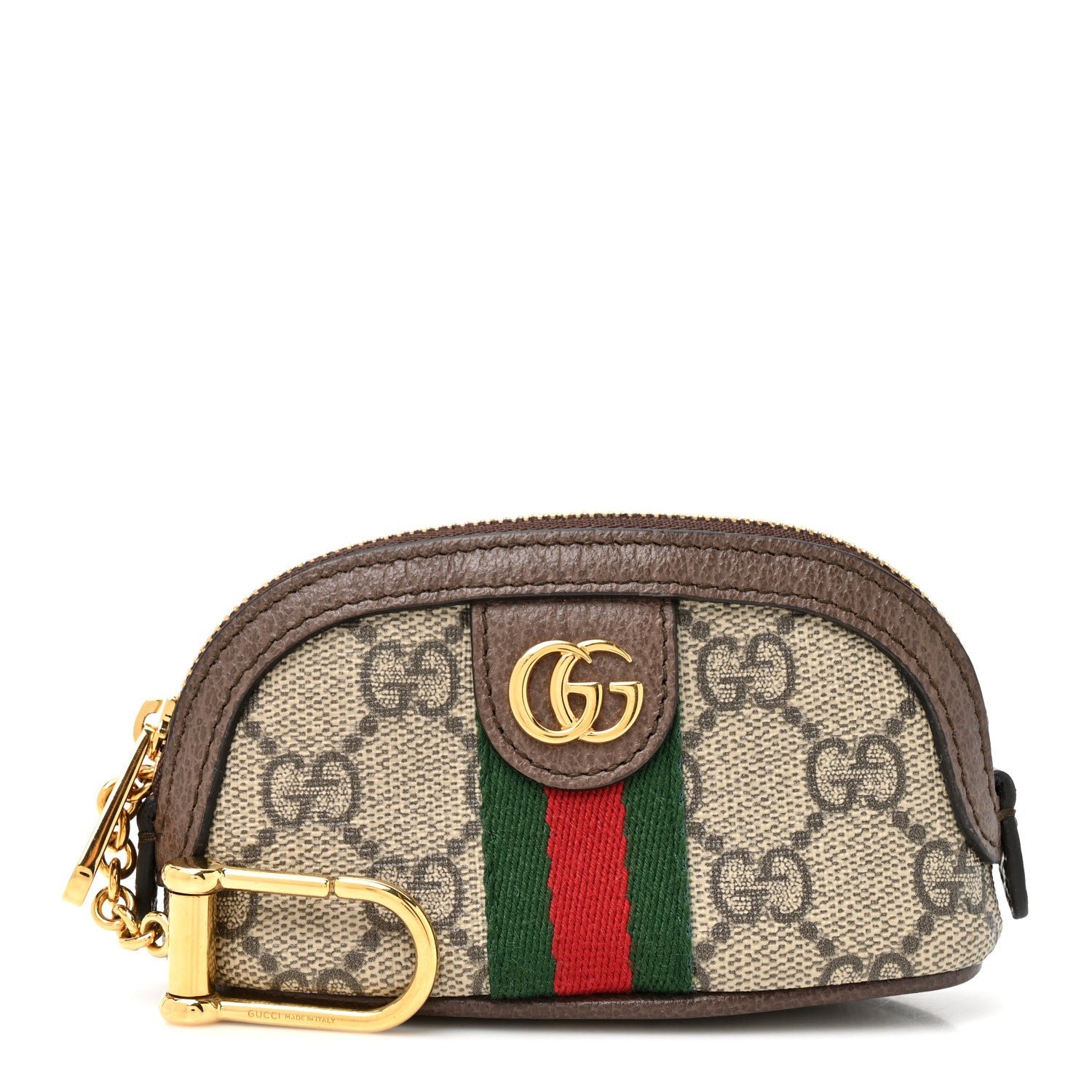 Gucci GG Supreme Monogram Web Ophidia Dome Key Pouch Beige New Acero