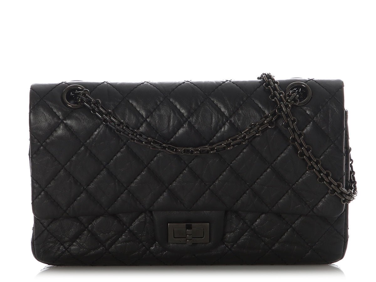 Chanel Chanel So Black Quilted Distressed Calfskin 2.55 Reissue 225