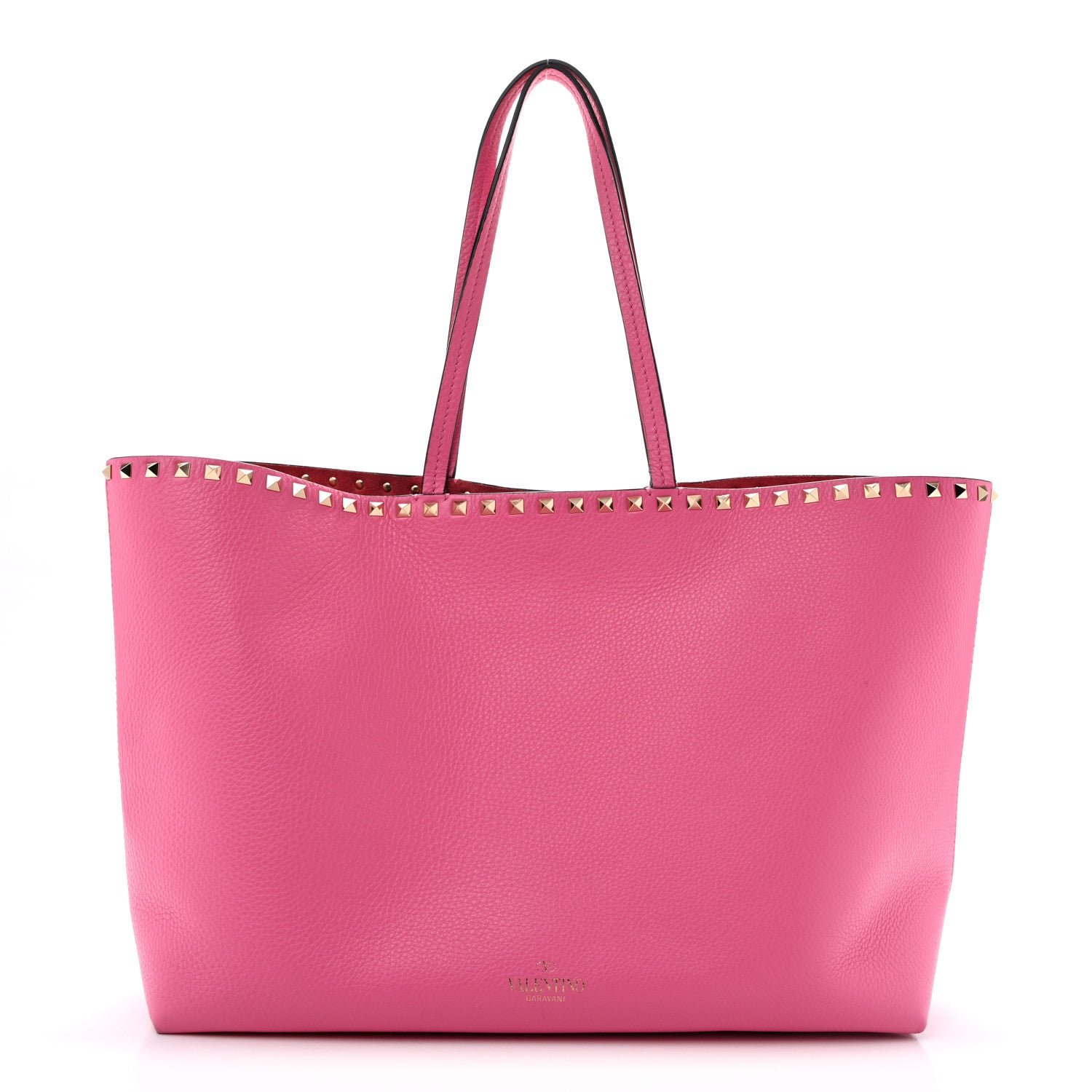 Valentino Garavani Grained Calfskin Rockstud Shoulder Tote Feminine Pink