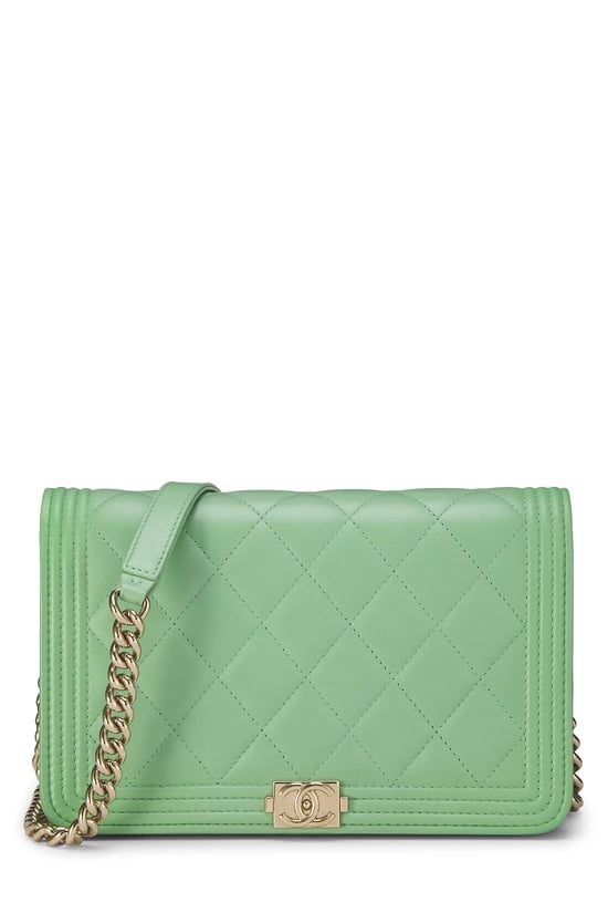 Green Lambskin Boy Wallet on Chain (WOC)
