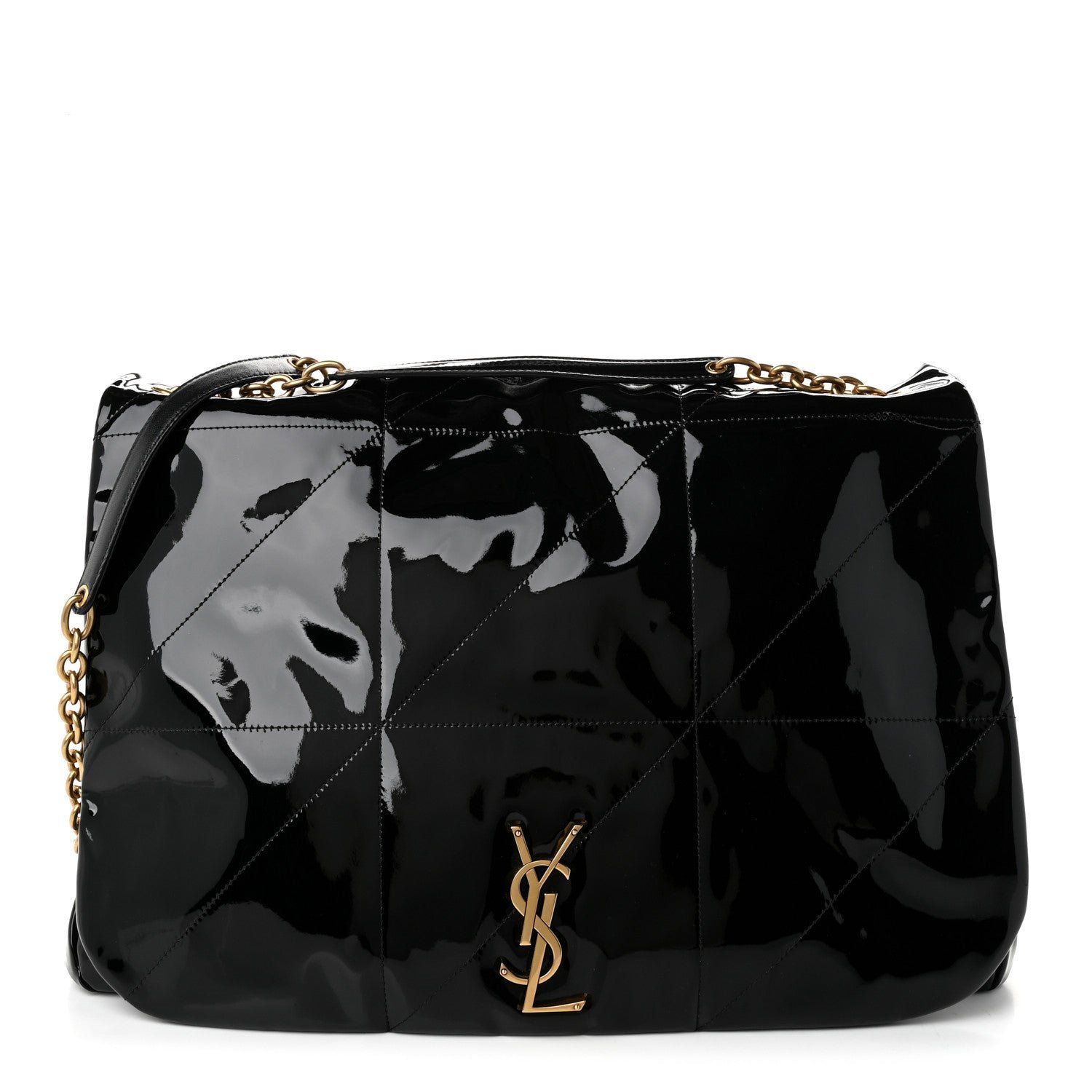 Saint Laurent Patent Matelasse Monogram Large Jamie 4.3 Black