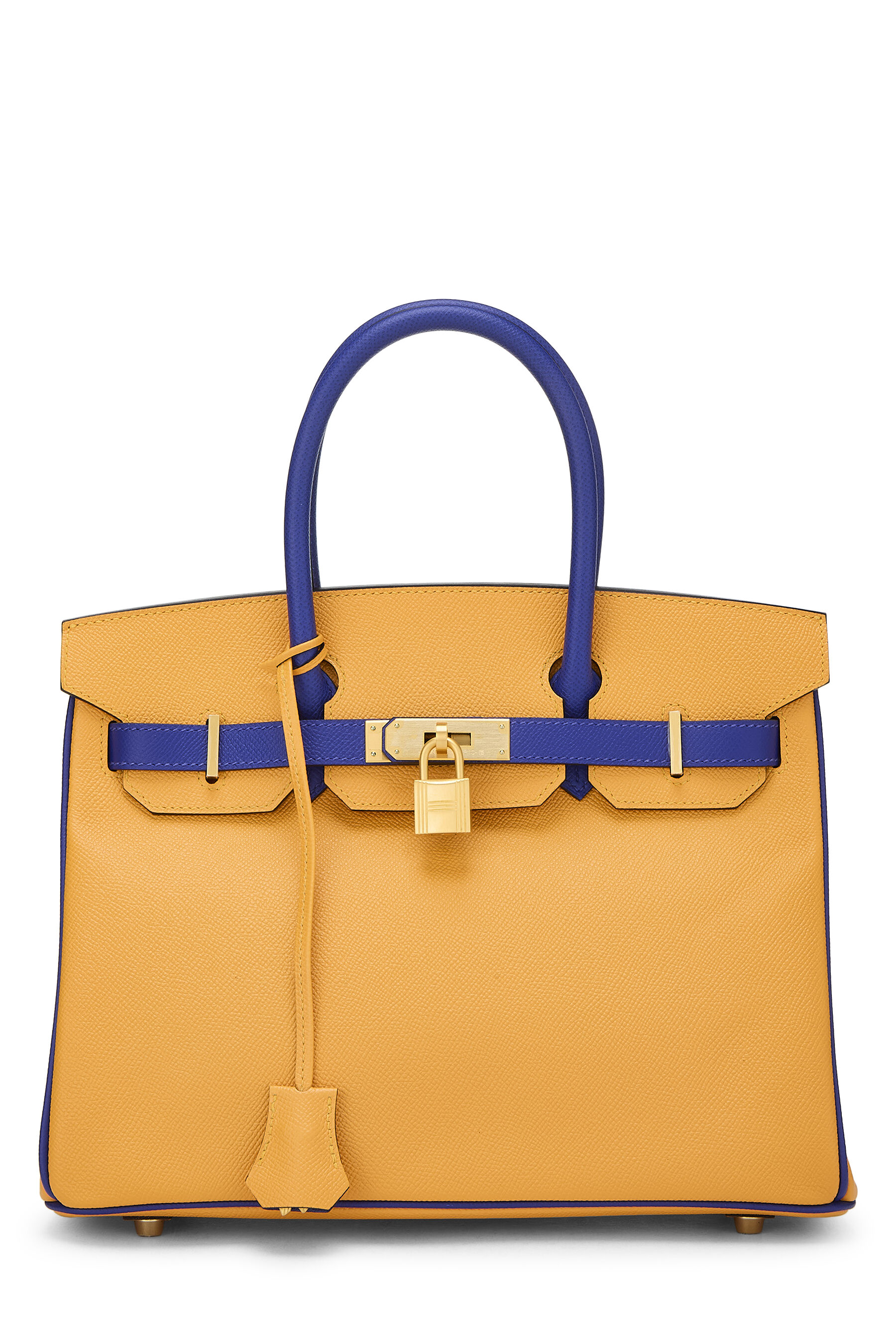 Hermes Blue Electric & Juane d'or Epsom Horseshoe Birkin 30