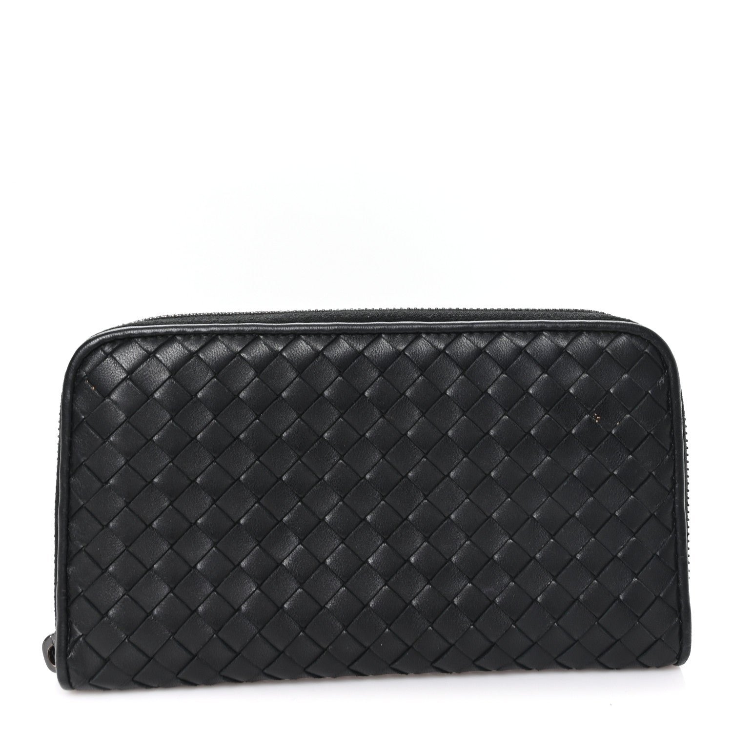 Bottega Veneta Nappa Intrecciato Zip Around Wallet Black