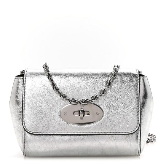 Mulberry Metallic Crinkled Calfskin Mini Lily Silver