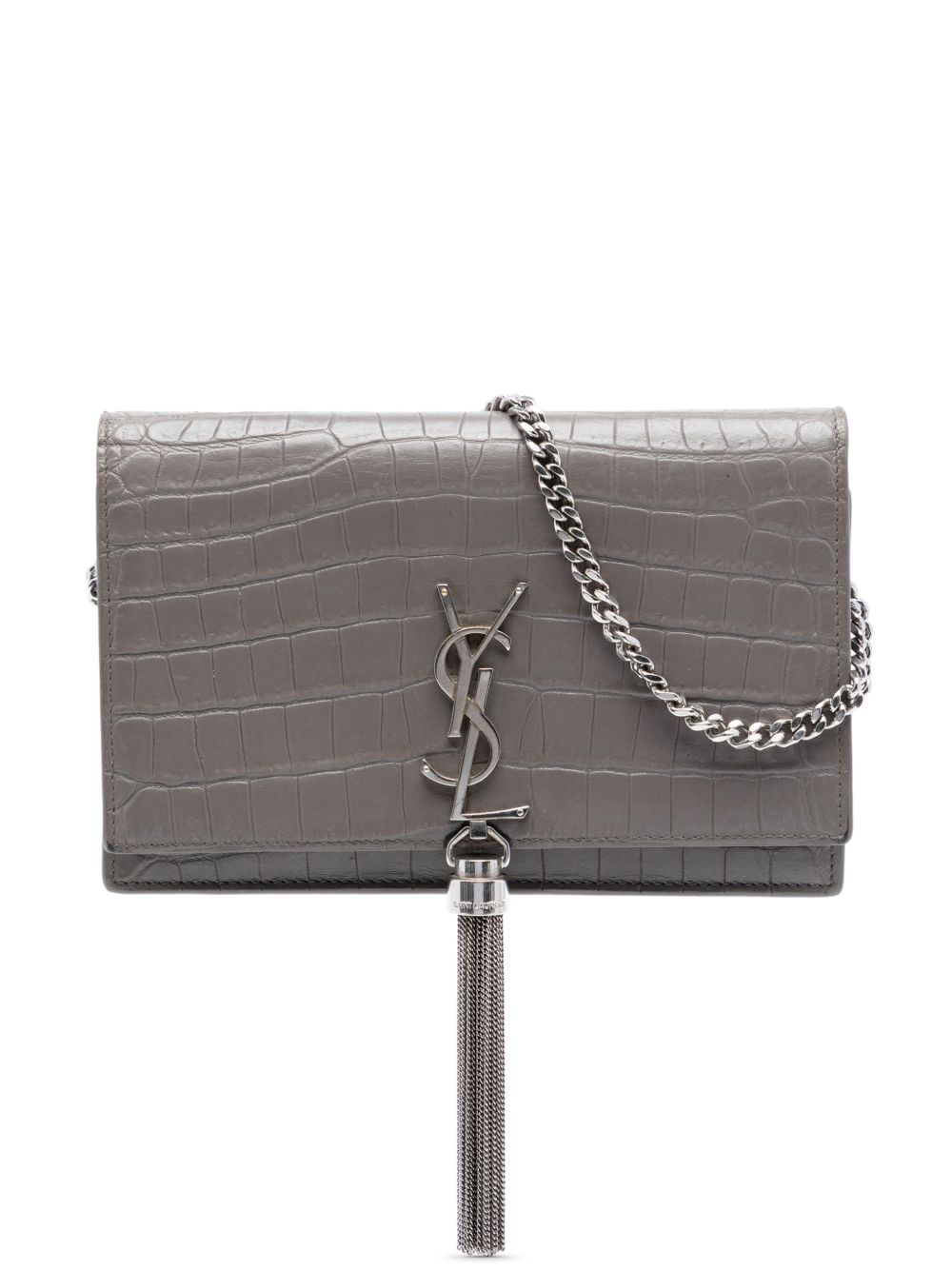 2017 Croc Embossed Leather Monogram Kate Tassel Wallet on Chain crossbody bag