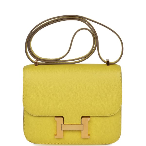 Hermes Pre-owned Hermes Constance 18 Lime Epsome Rose Gold Hardware
