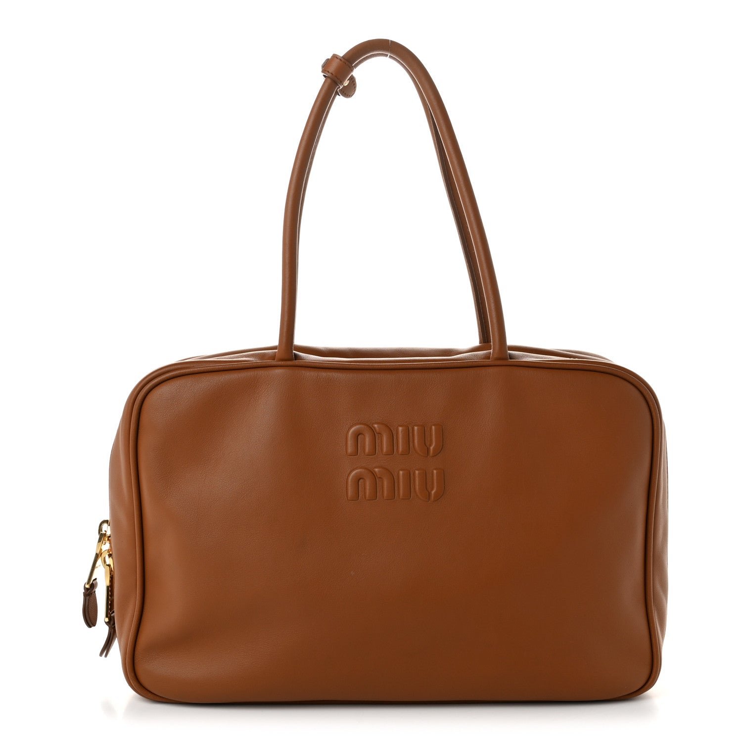 Miu Miu Soft Calf Softy Medium Beau Top Handle Bag Cognac