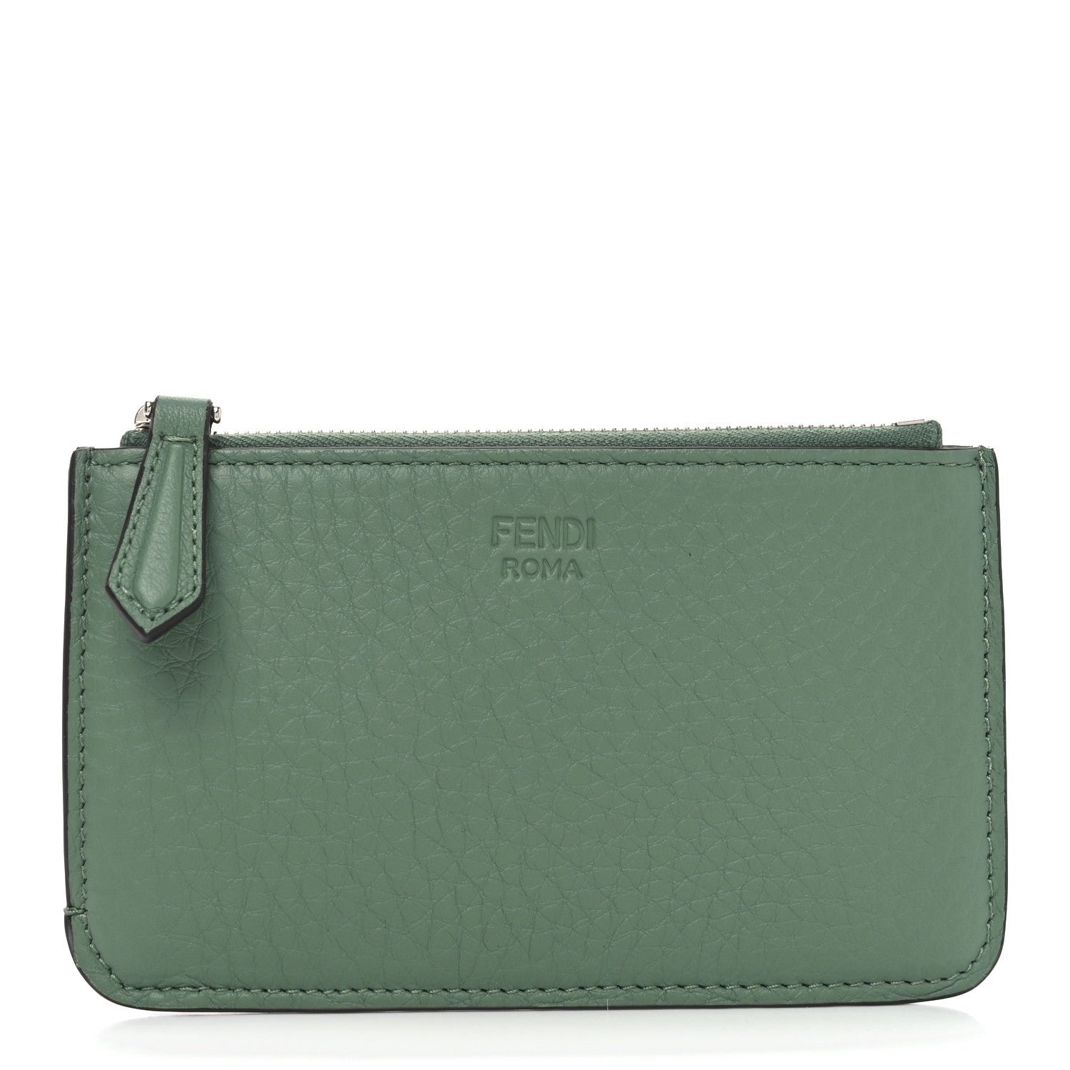 Fendi Cuoio Romano Vitello Grace Key Case Pouch Green
