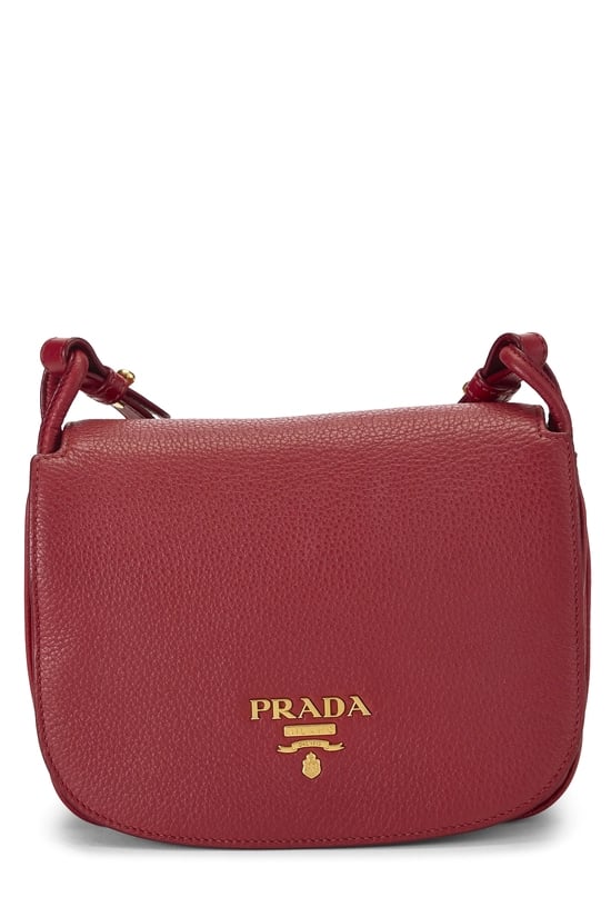 Red Vitello Daino Flap Crossbody Bag Small
