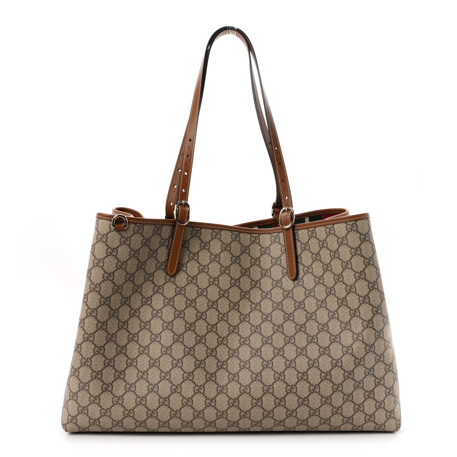 Gucci GG Supreme Monogram Emblem Maxi Tote Bag Beige Dark Brown