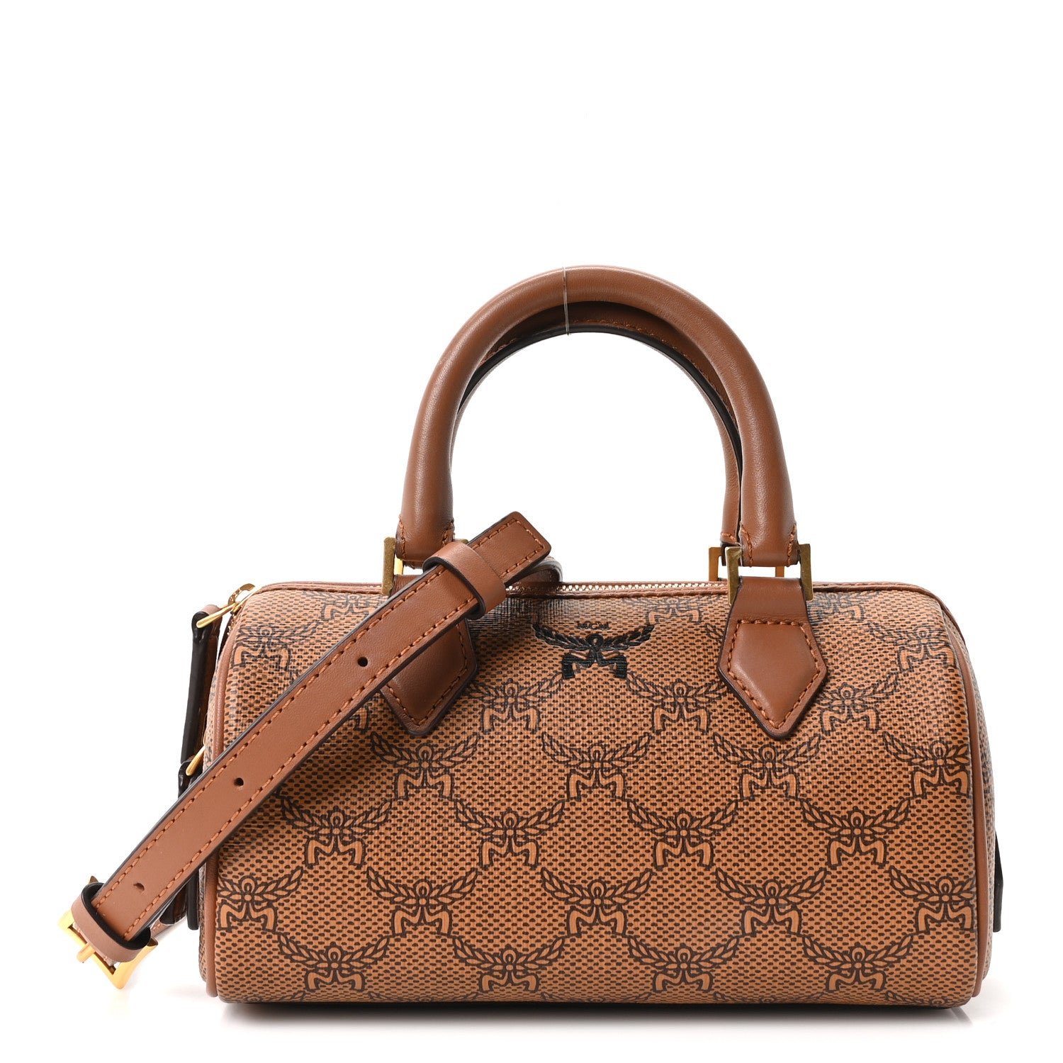MCM Lauretos Nappa Mini Ella Boston Bag Cognac