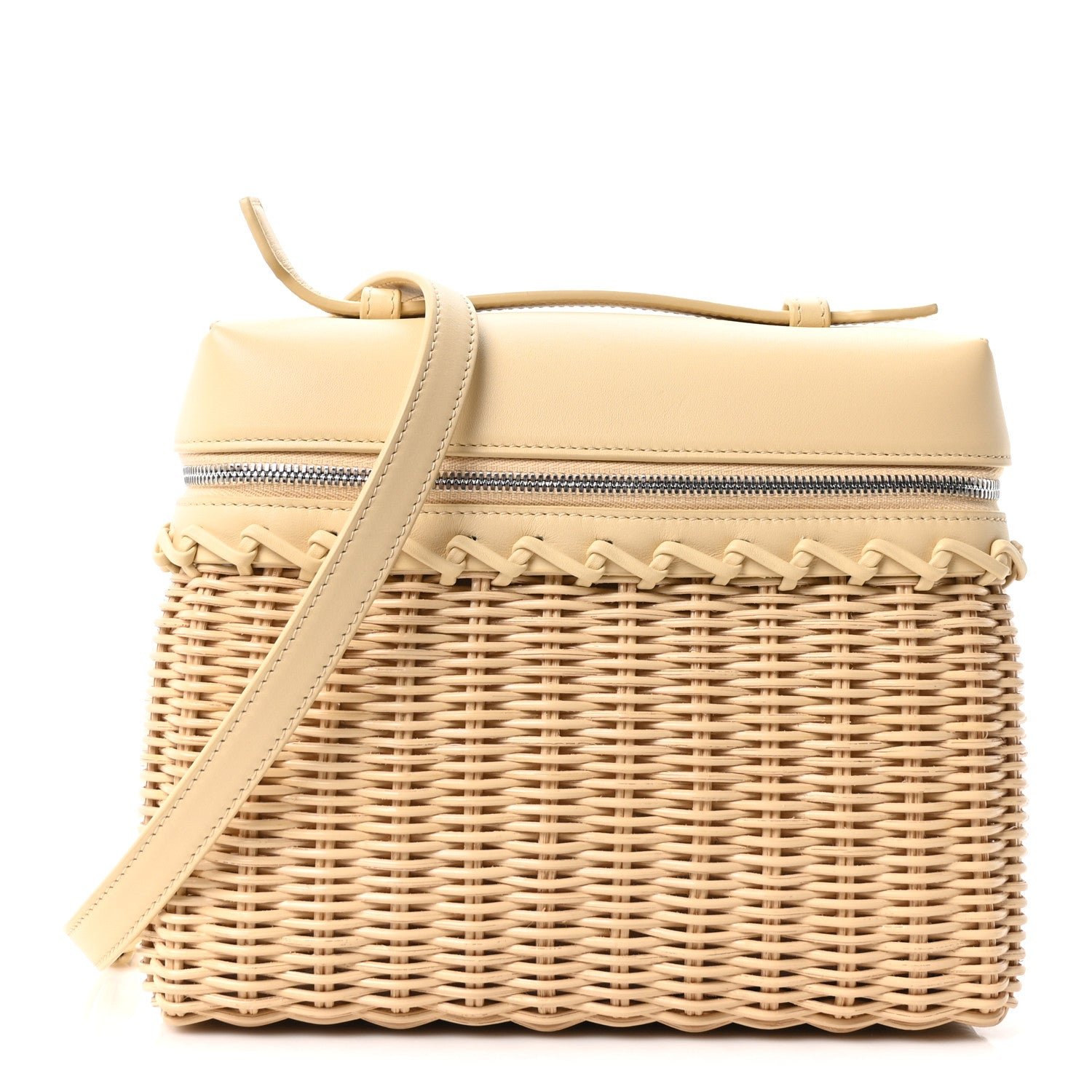 Loro Piana Loro Piana Wicker Calfskin North South L19 Extra Pocket Pouch Ivory