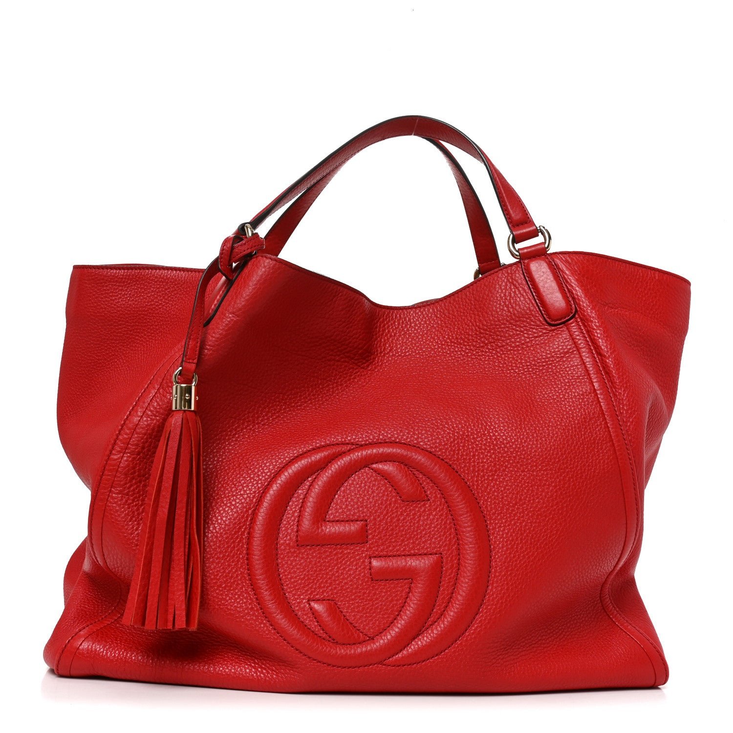 Gucci Pebbled Calfskin Large Soho Shoulder Bag Red