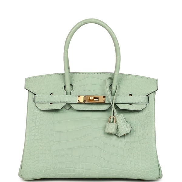 Hermes Hermes Birkin 30 Vert D'Eau Matte Alligator Gold Hardware