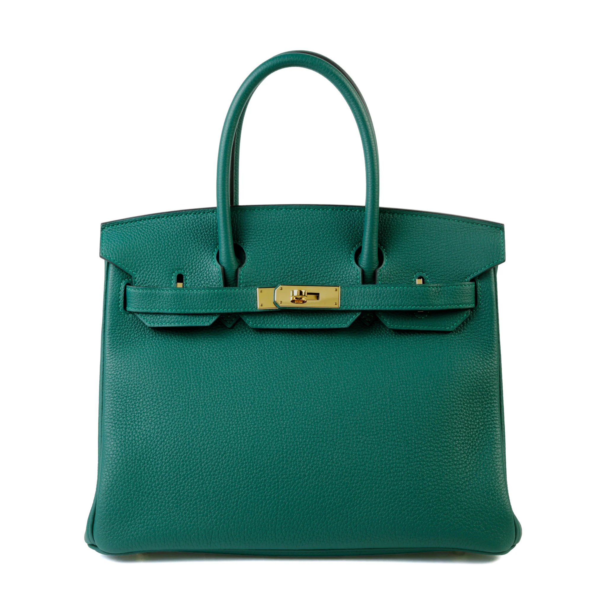 Very Good ( Rank A) HERMÈS Birkin 30 Malachite (Z6) Togo Gold hardware A (2017)