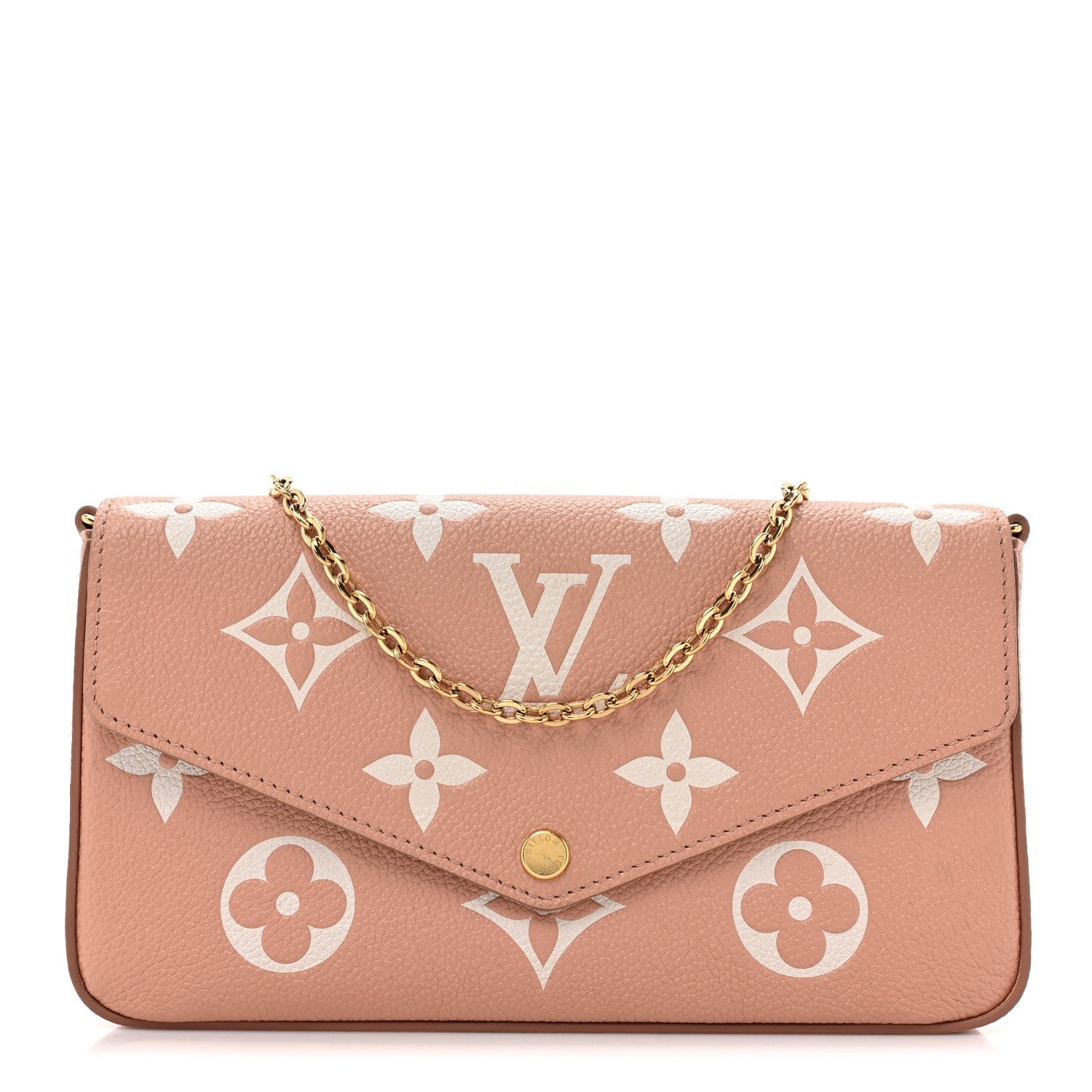 Louis Vuitton Empreinte Monogram Giant Felicie Pochette Chain Wallet Rose Trianon Creme
