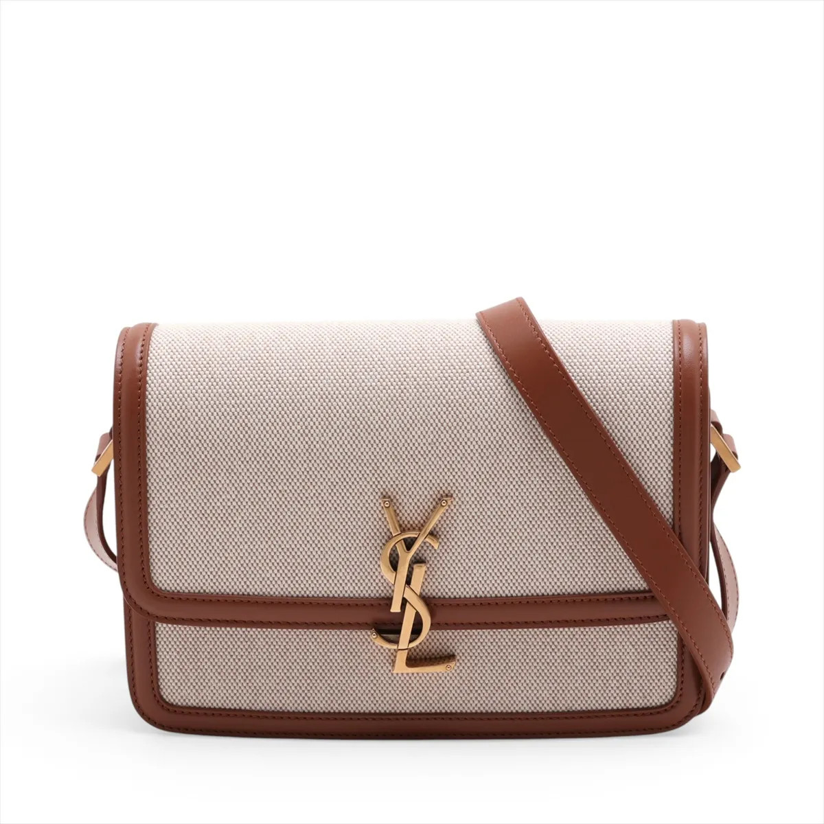 Saint Laurent Paris Solferino 634305 Canvas & Leather Shoulder bag Beige×Brown