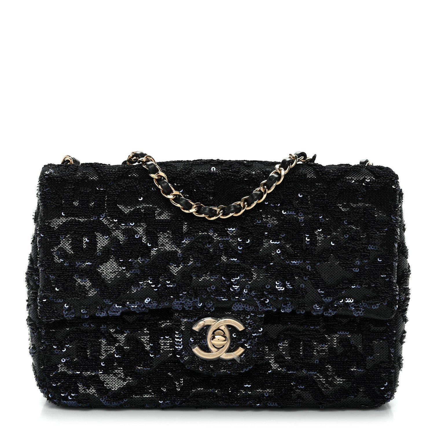 Chanel Sequin Quilted Small Single Flap Black