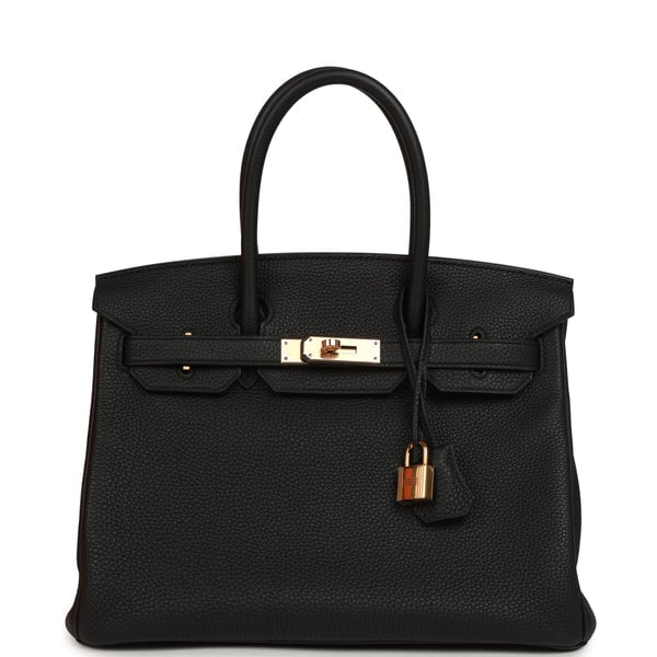 Pre-owned Hermes Birkin 30 Black Togo Rose Gold Hardware