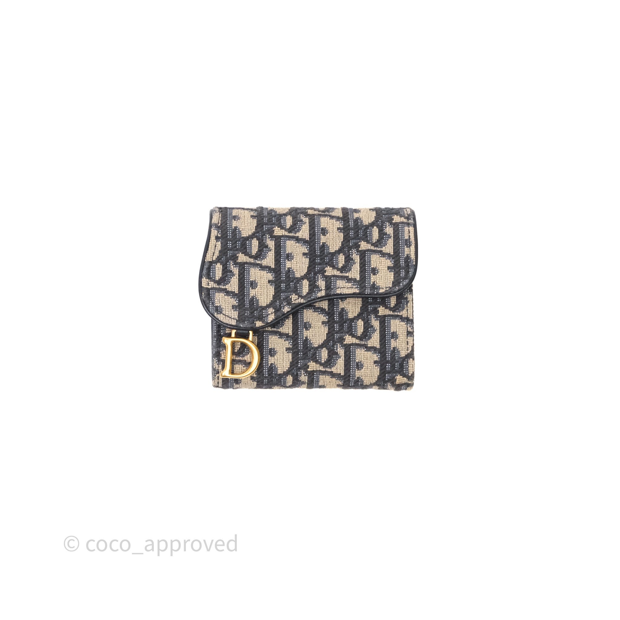Christian Dior Saddle Medium Flap Wallet Blue Dior Oblique Jacquard