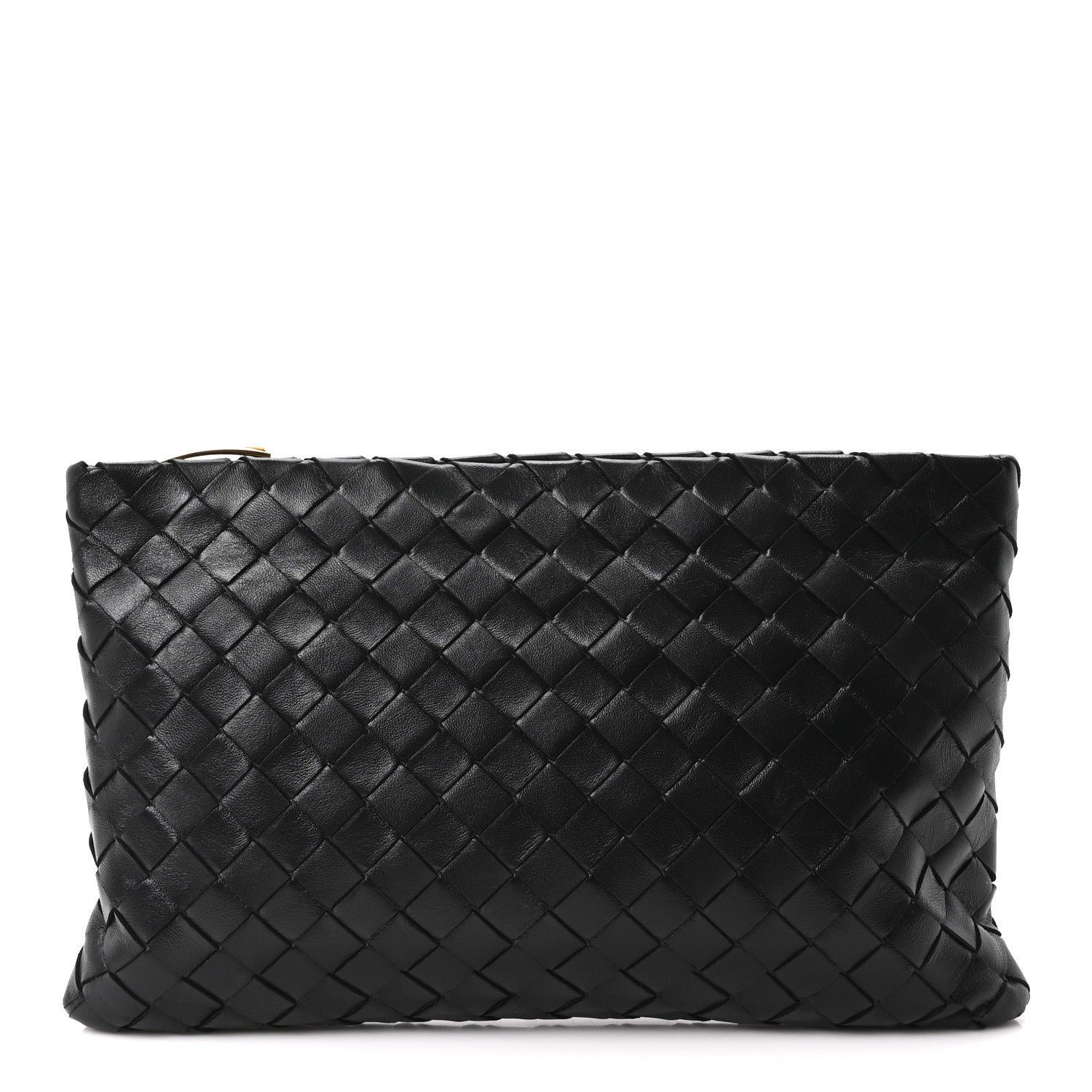 Bottega Veneta Nappa Intrecciato Medium Flat Zip Pouch Black