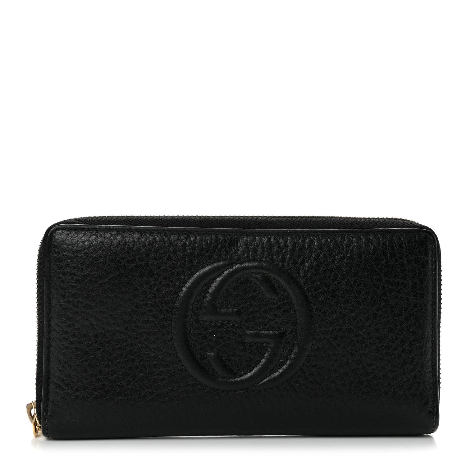 Gucci Pebbled Calfskin Soho Zip Around Wallet Black
