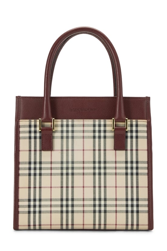 Burgundy House Check Jacquard Handbag Small