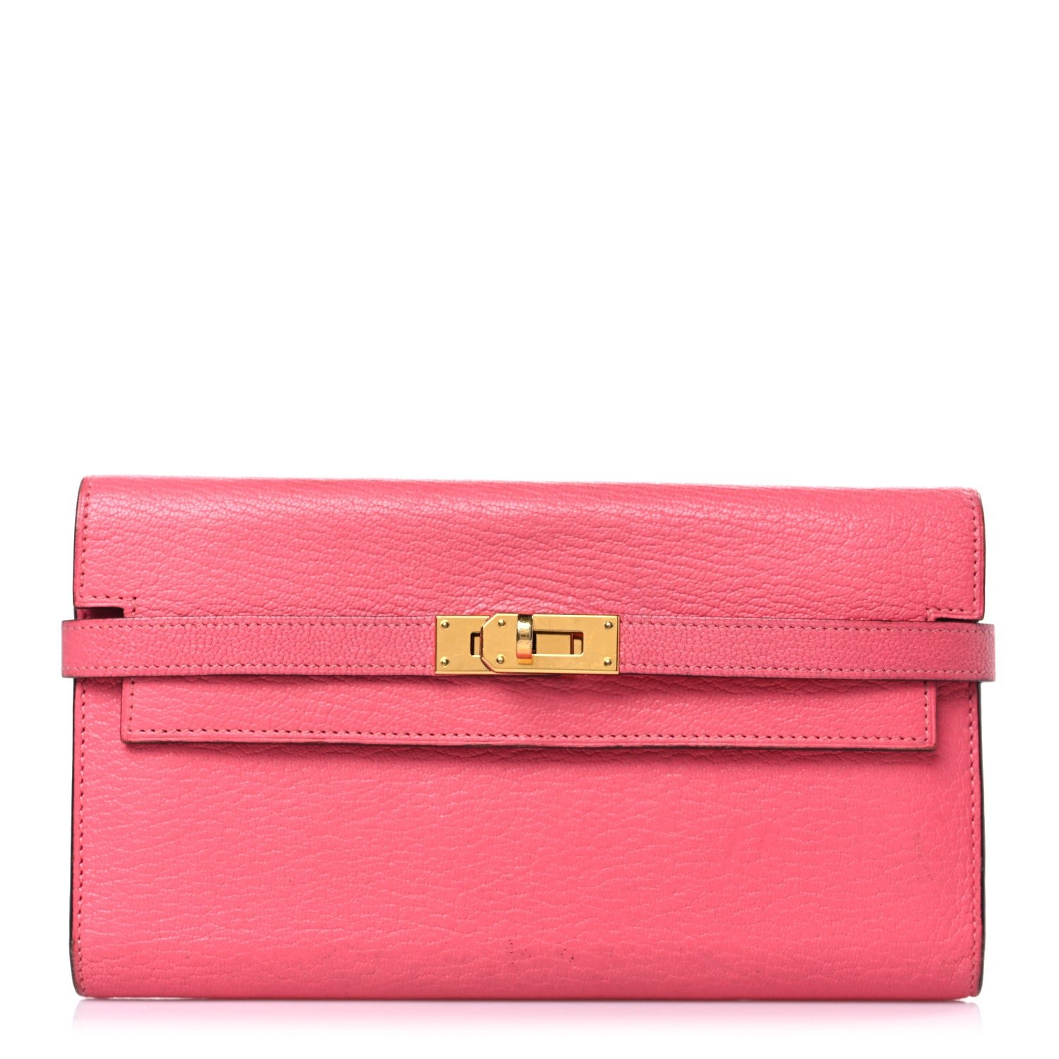 Hermes Chevre Mysore Kelly Longue Wallet Rose Azalee