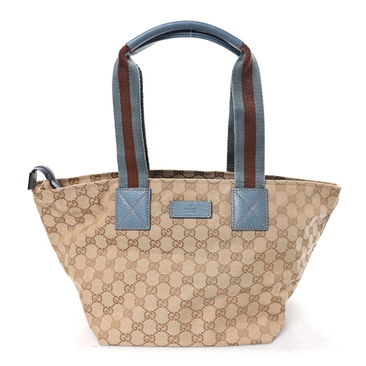 Gucci GG Monogram Medium Web Handle Bucket Tote Blue