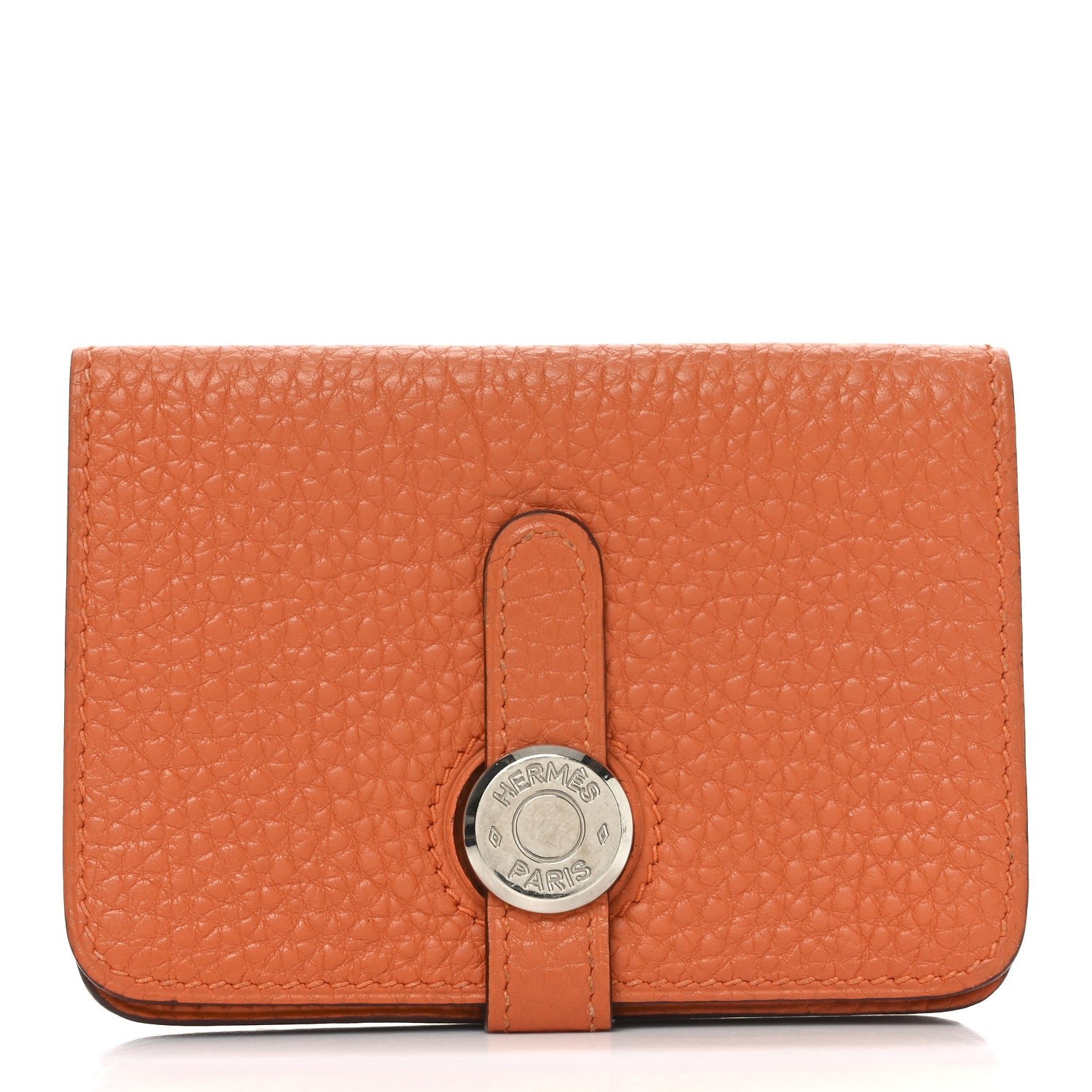 Hermes Togo Dogon Card Case Key Holder Orange